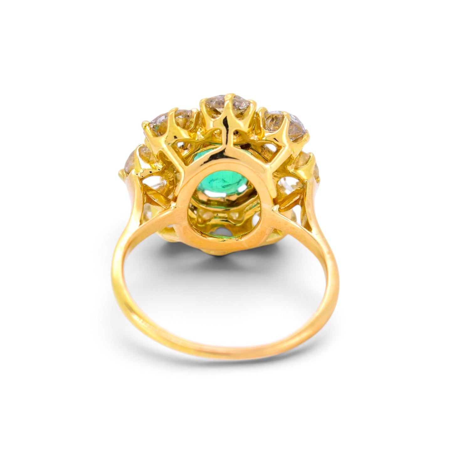 Vintage 18k gold pompadour ring back view shank detail 6.2g size 6.75 US — Antique Jewelry Finds