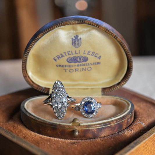 Old mine cut diamonds antique Art Deco ring  platinum — Antique Jewelry Finds