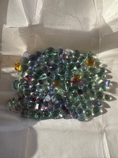 Natural Fluorite Mixed Faceted Cut Gemstones 1–5 Carats Size Bulk