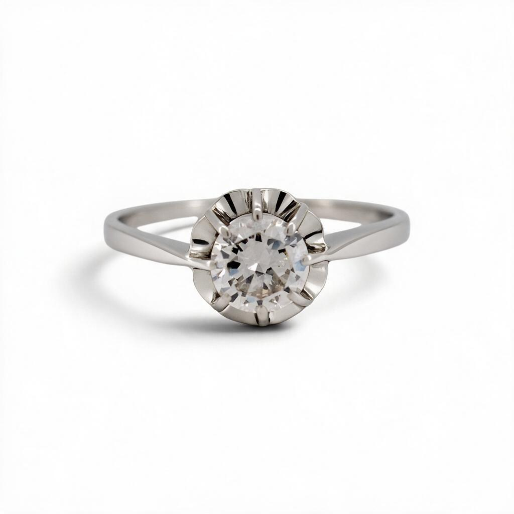 Antique Art Deco 18k Gold Solitaire Ring — 0.70ct Old-Cut Diamond | Circa 1920