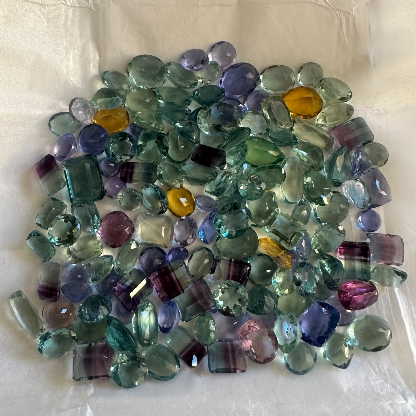 Natural Fluorite Mixed Faceted Cut Gemstones 1–5 Carats Size Bulk
