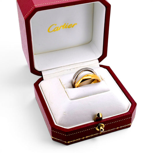 Cartier Nouvelle Vague 18k White & Yellow Gold Interlocking Ring — Signed & Numbered | Original Box