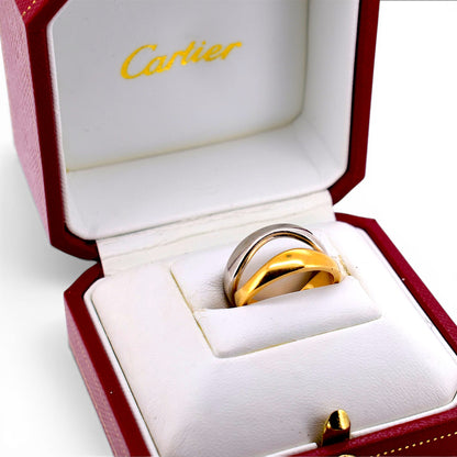 Cartier Nouvelle Vague 18k White & Yellow Gold Interlocking Ring — Signed & Numbered | Original Box
