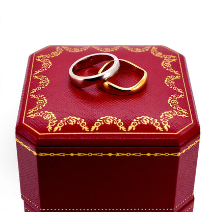 Cartier Nouvelle Vague 18k White & Yellow Gold Interlocking Ring — Signed & Numbered | Original Box