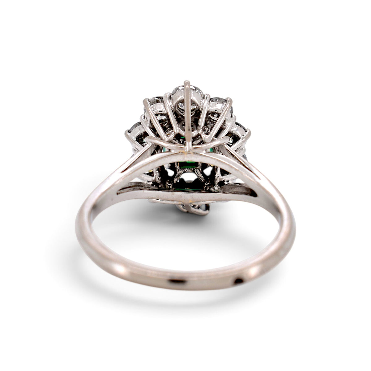 Vintage 18k White Gold Emerald Daisy Ring — 0.70ct Emerald & 1ct F/VS Diamonds