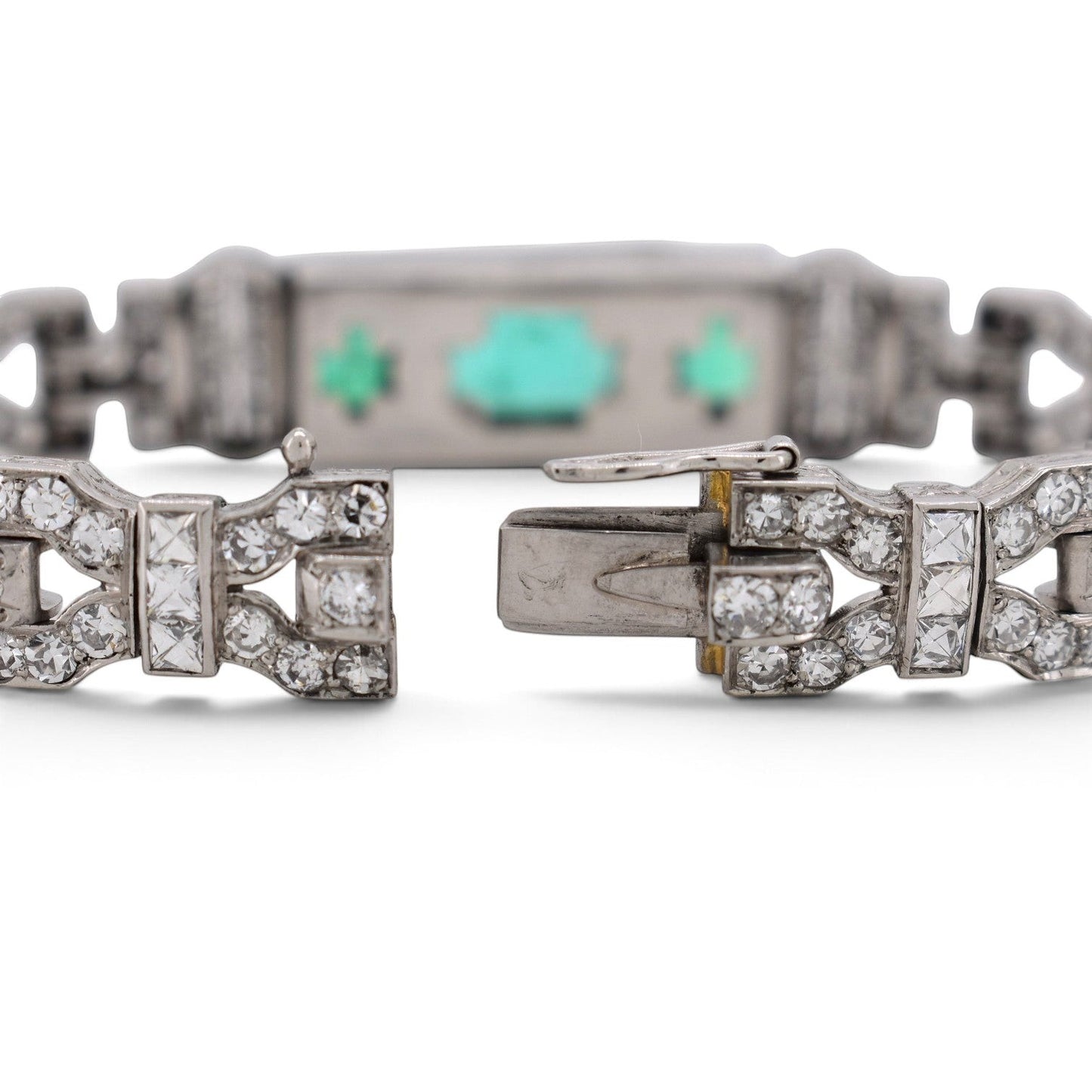 Antique Art Deco Platinum Bracelet — Colombian Emeralds & 7ct Diamonds | Circa 1920