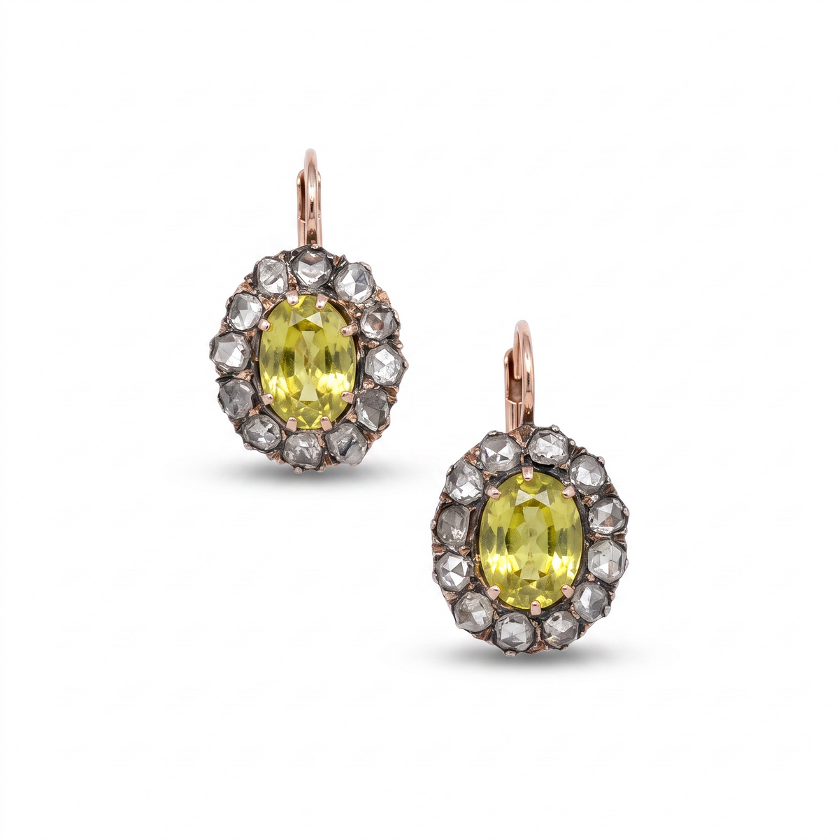 Antique Earrings, Yellow Sapphires & Diamonds - 1850/1900