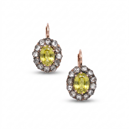 Antique Earrings, Yellow Sapphires & Diamonds - 1850/1900