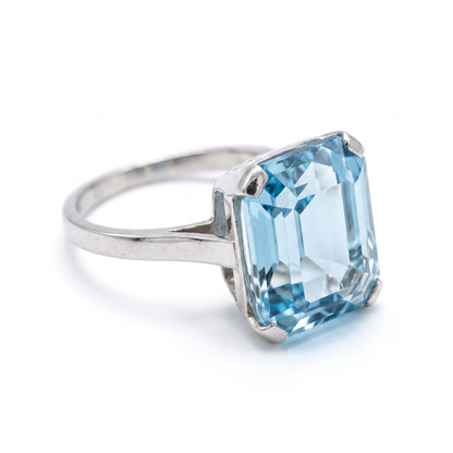 Mid-Century Platinum Ring —  7ct Natural Aquamarine | Circa 1950