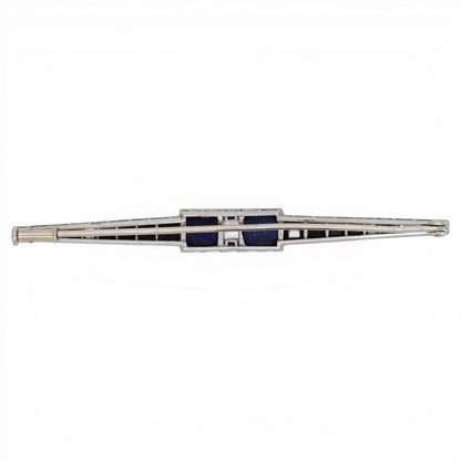 Back view of the Art Deco brooch showing the original pin and safety clasp