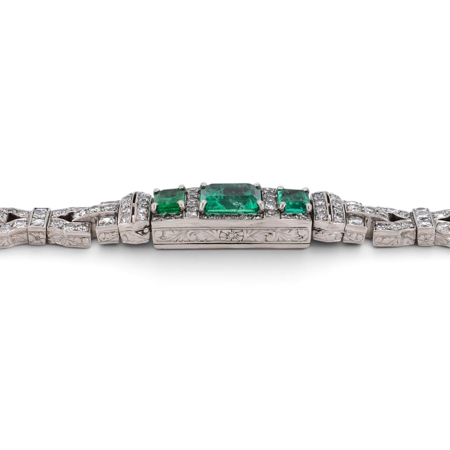 Antique Art Deco platinum bracelet delicately engraved sides detail circa 1920 — Antique Jewelry Finds