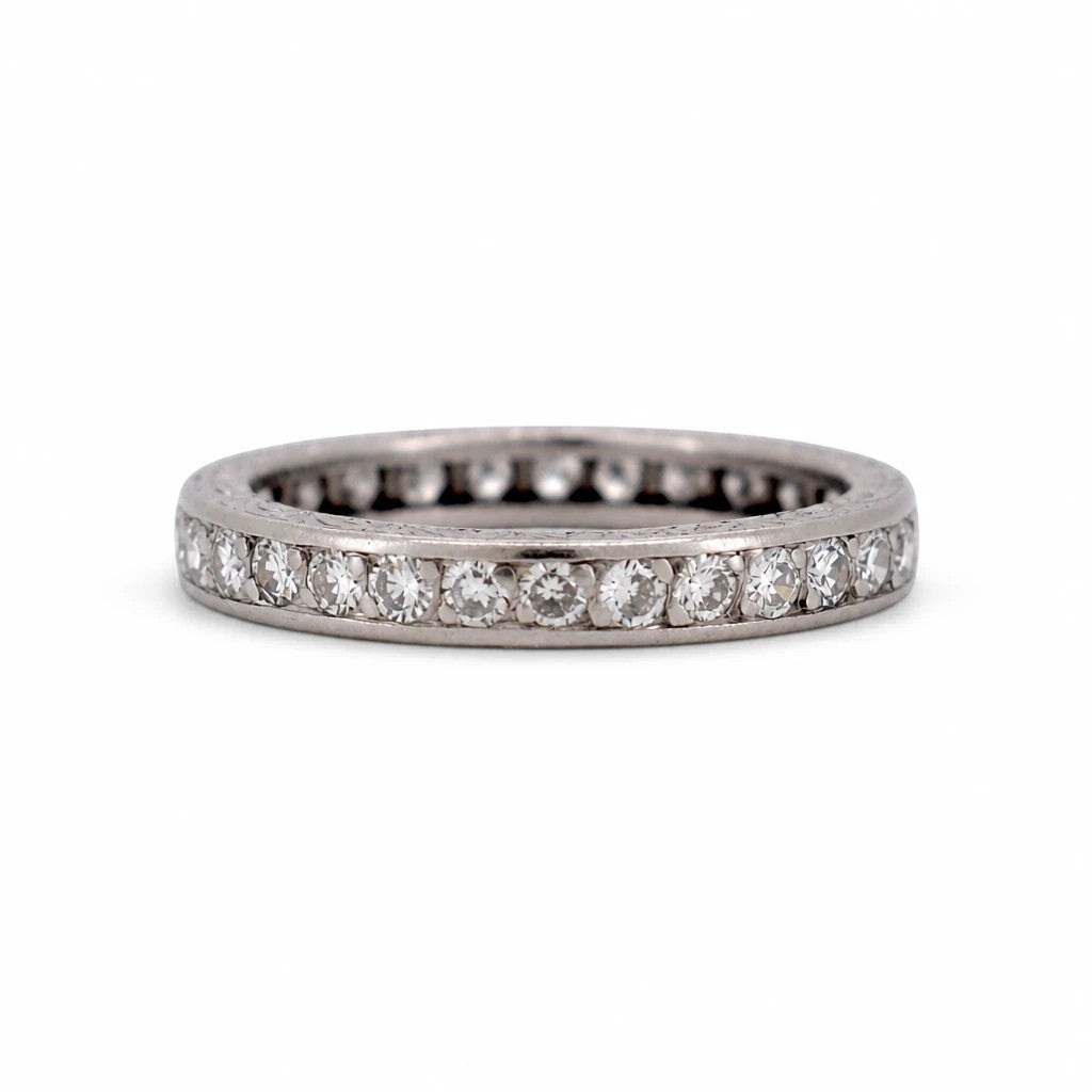 Antique Art Deco platinum full eternity band 1.50ct old-cut diamonds front view circa 1920 — Antique Jewelry Finds