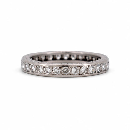Antique Art Deco platinum full eternity band 1.50ct old-cut diamonds front view circa 1920 — Antique Jewelry Finds