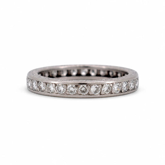 Antique Art Deco platinum full eternity band 1.50ct old-cut diamonds front view circa 1920 — Antique Jewelry Finds
