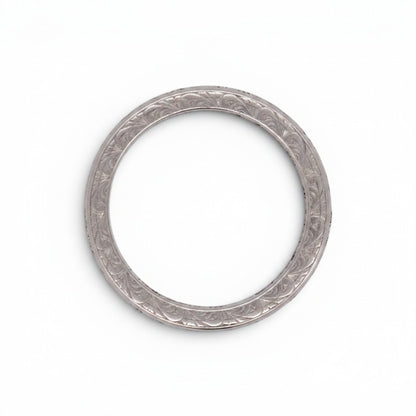 Antique Art Deco platinum eternity band old-cut diamonds side view dog head hallmark 