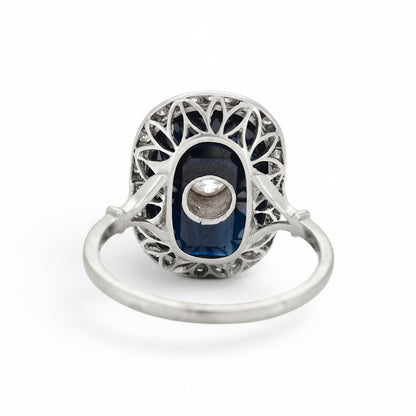 Antique Art Deco platinum cocktail ring 
finely chased reverse engraved number 7.3g — Antique Jewelry Finds