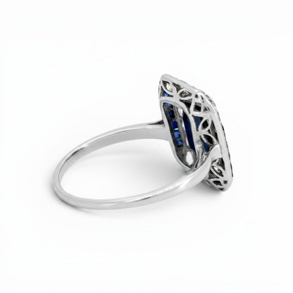 Antique Art Deco gold platinum ring back view 
pierced basket setting 2.4g size 4.75 US 
— Antique Jewelry Finds