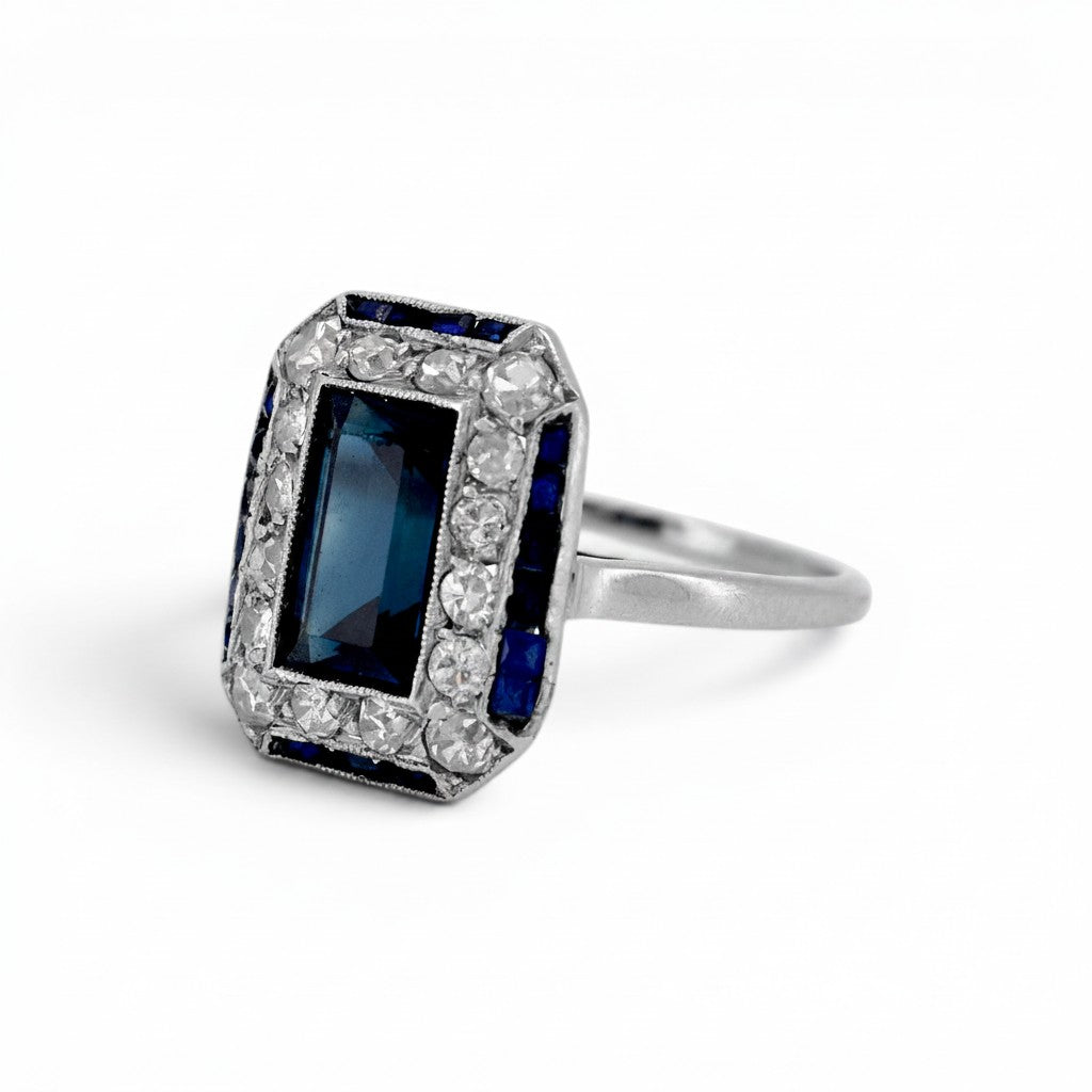 Antique Art Deco platinum ring finely 
pierced basket setting detail circa 1920 
— Antique Jewelry Finds