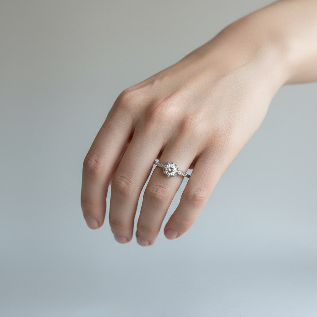 Antique Art Deco platinum solitaire ring 
0.25ct old-cut diamond six-stone shoulders worn on hand size 8.75 US —Antique Jewelry Finds