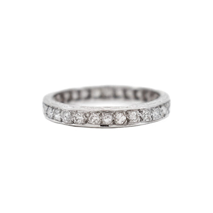 Authentic Art Deco platinum full eternity ring set with high-grade VS D/F diamonds