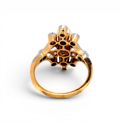 Antique Art Nouveau 18k gold ring back view shank detail 4.5g size 5 US — Antique Jewelry Finds