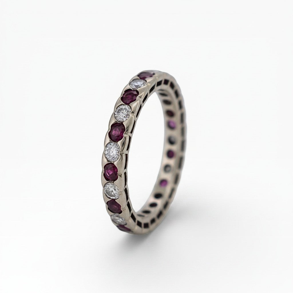 750 hallmark for solid 18k gold stamped inside the vintage eternity ring