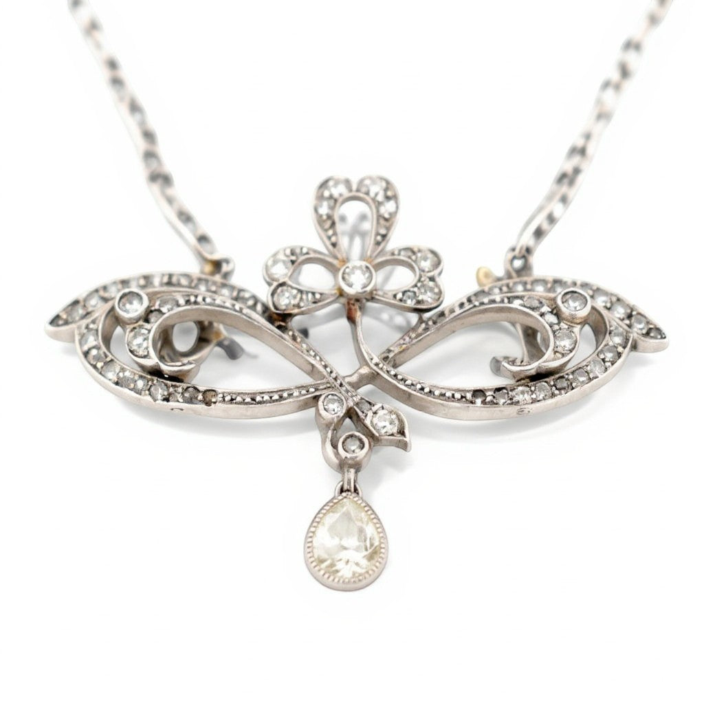 Antique necklace from french belle epoque platinum and diamonds