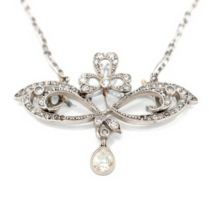 Antique necklace from french belle epoque platinum and diamonds