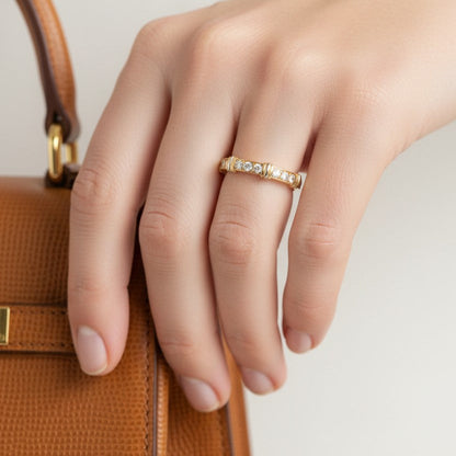 Luxury Cartier Contessa diamond ring worn on finger high-end vintage jewelry fashion