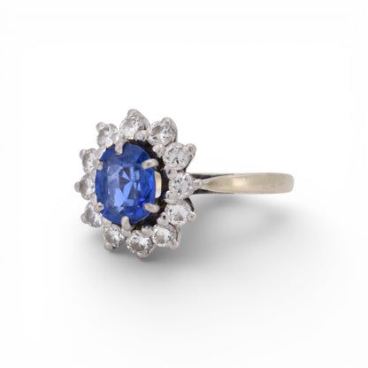 Macro shot of the 1.1ct natural unheated blue Ceylon sapphire showcasing its vibrant color