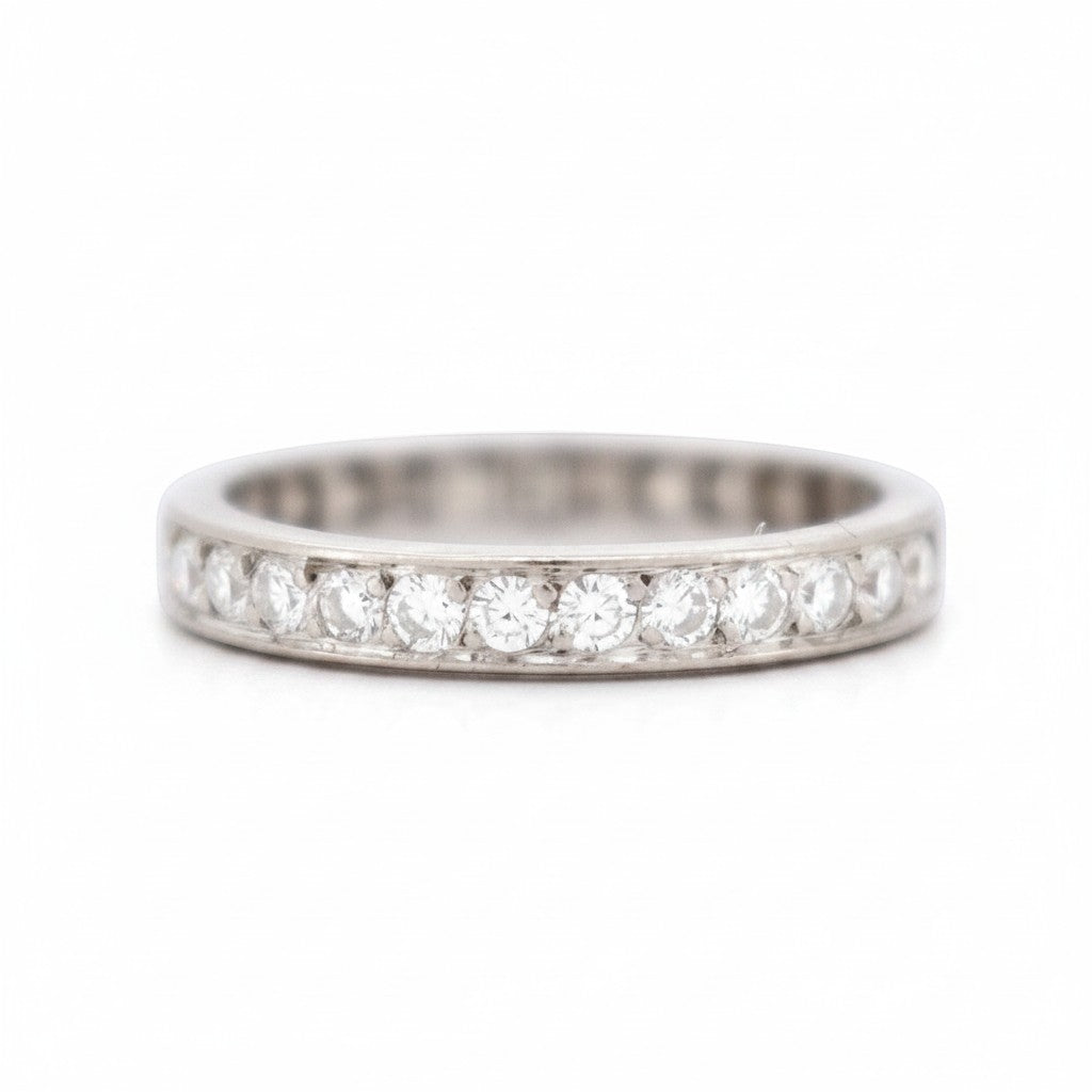 Antique 18k gold full diamond eternity band from the Art Deco era (circa 1920) showcasing 2 carats of old-cut diamonds.