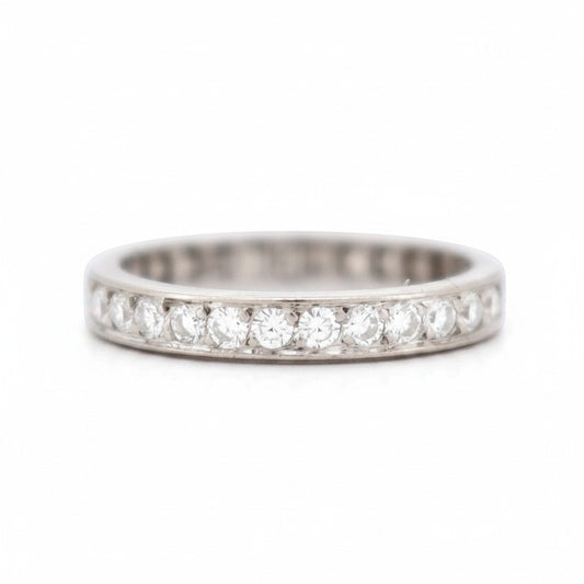 Antique 18k gold full diamond eternity band from the Art Deco era (circa 1920) showcasing 2 carats of old-cut diamonds.