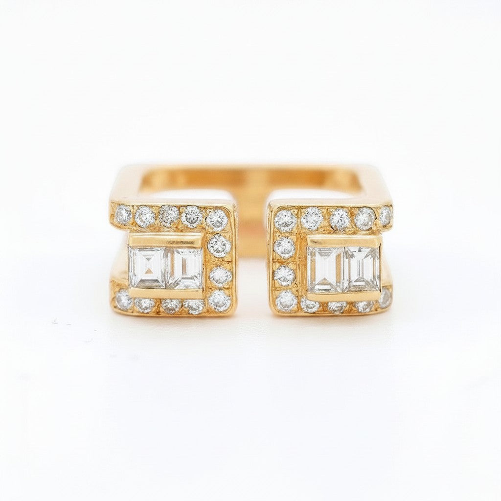 Jean Vendôme vintage diamond double band pinky ring from Antique Jewelry Finds