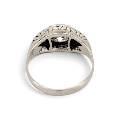 Other Antique Art Deco 18k gold trilogy ring back view 2 hand-engraved shank 4.4g size 5.5 US — Antique Jewelry Finds