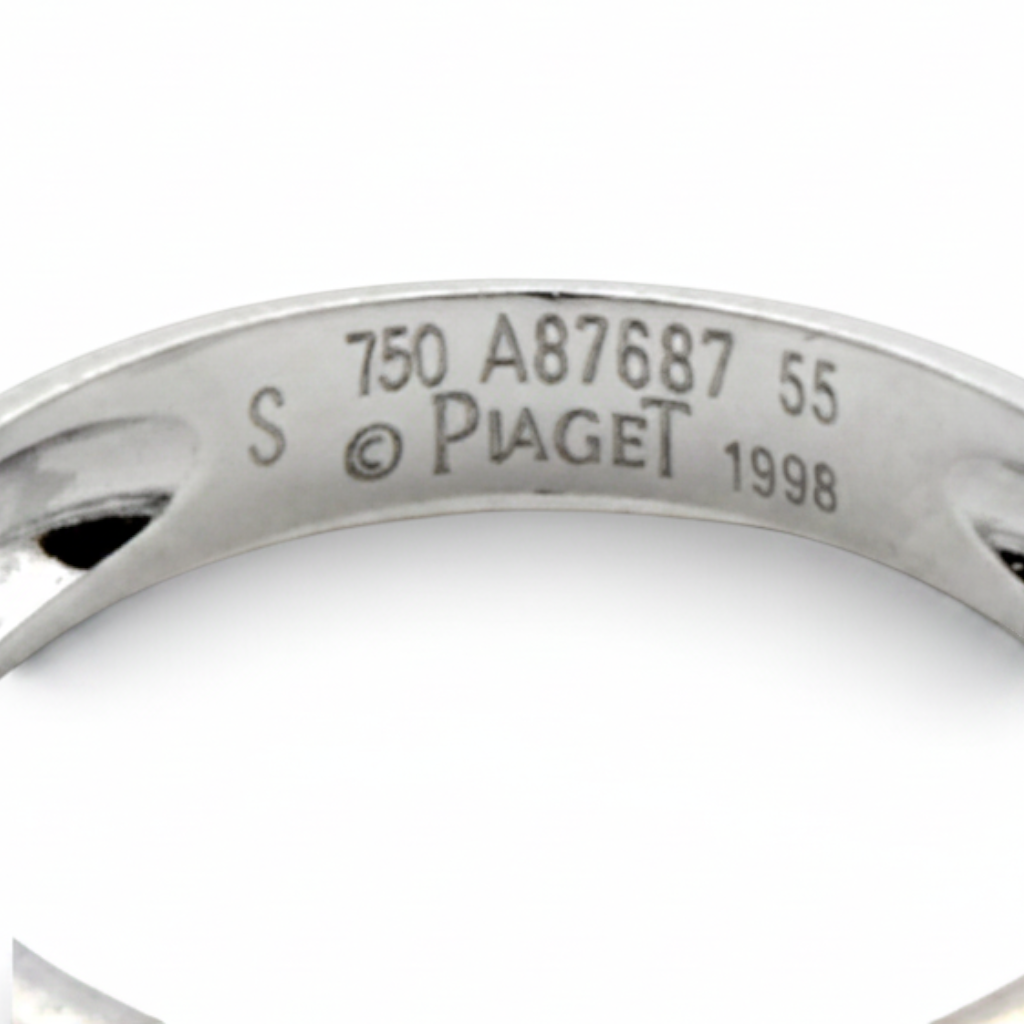 Piaget Biseau signed 18k gold ring top view natural sapphire 1ct diamond circa 1998 — Antique Jewelry Finds