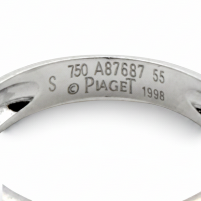 Piaget Biseau signed 18k gold ring top view natural sapphire 1ct diamond circa 1998 — Antique Jewelry Finds