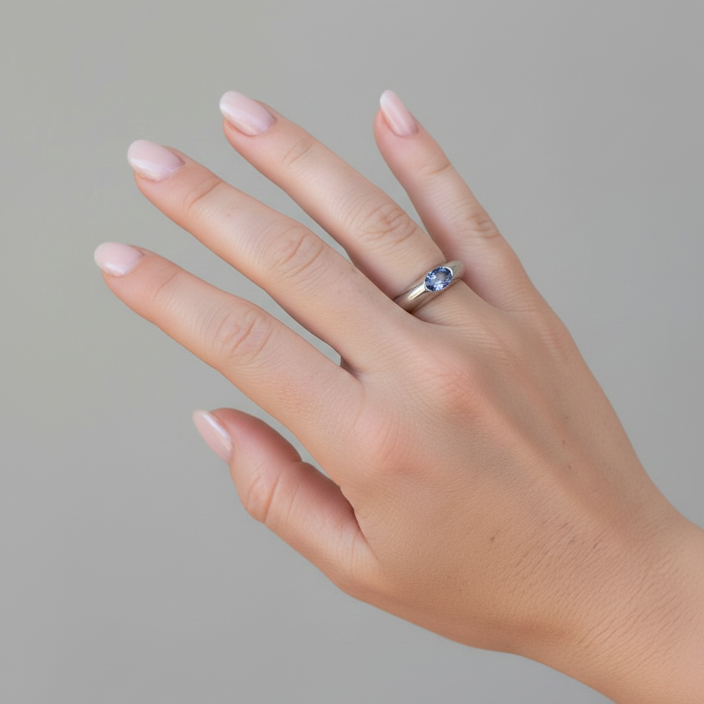 Piaget Biseau signed 18k gold ring natural sapphire diamond worn on hand size 7.5 US — Antique Jewelry Finds