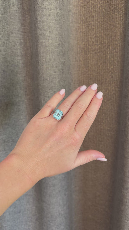 Mid-Century Platinum Ring —  7ct Natural Aquamarine | Circa 1950