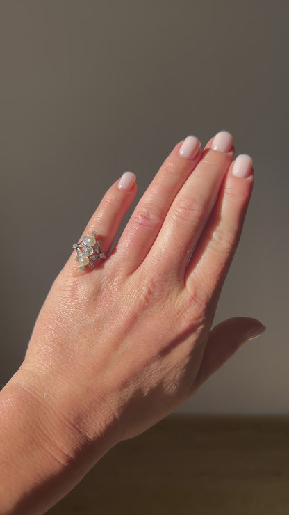 Antique Art Nouveau 18k Gold Ring — Two Pearls & Old-Cut Diamond | Circa 1910