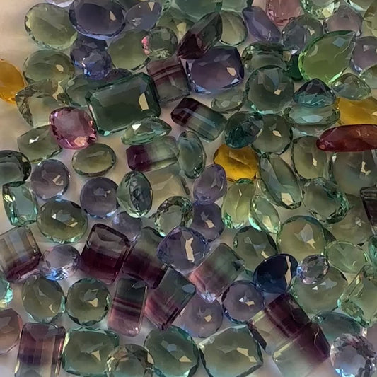 Natural Fluorite Bulk Lot — 1–5ct Mixed Faceted Cut | Green, Purple & Blue