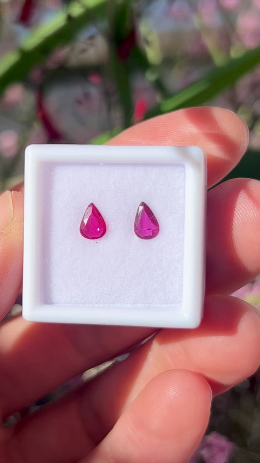 Pair of Natural Siam Rubies (Thailand) 0.75ct | No-Heat