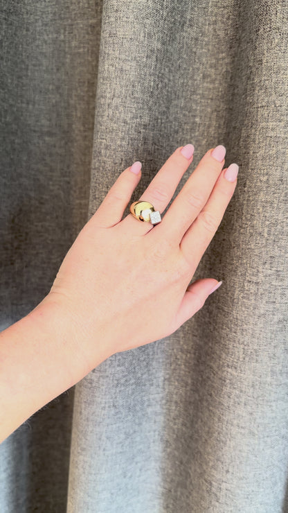Fred Paris Vintage 18k Gold Signet Ring — Diamond Pavé | Signed & Numbered, Circa 1960