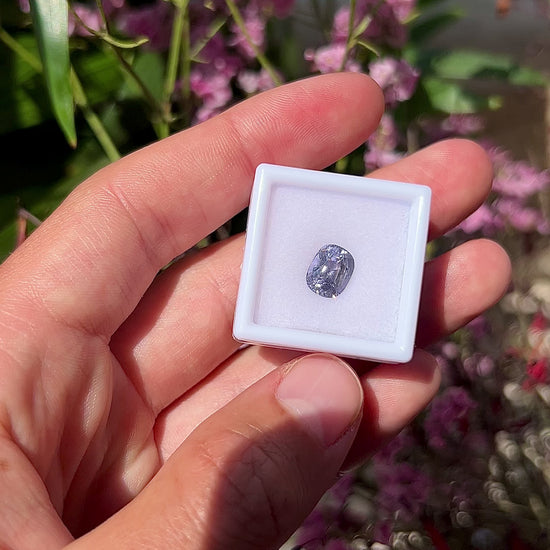 Video showing the intense brilliance, soft lavender-purple flashes, and fiery sparkle of the unheated 2.70ct Vietnam spinel in motion.