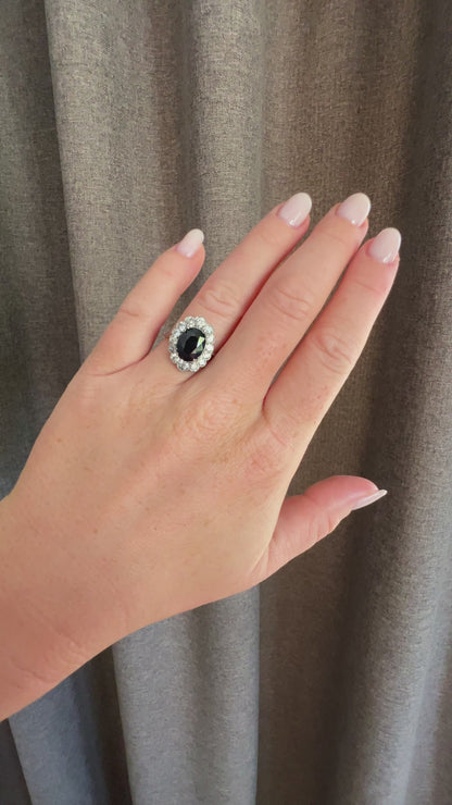 Antique Art Deco Platinum Pompadour Ring —  2.36ct Unheated Sapphire & Old-Cut Diamonds | Circa 1920