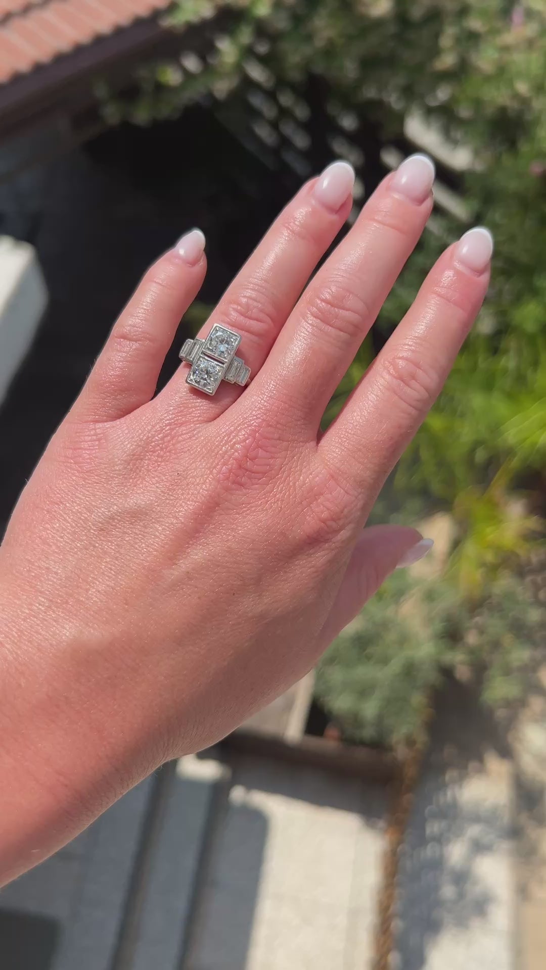 Antique Art Deco Platinum "Toi et Moi" Old-Cut Diamond Ring — Circa 1920