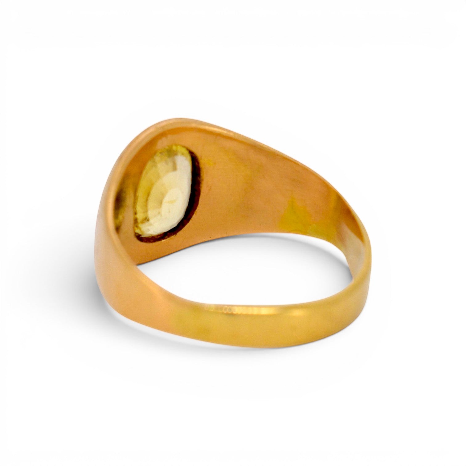 Vintage 18k gold signet ring back view 
shank detail 4.1g size 6.5 US — Antique Jewelry Finds