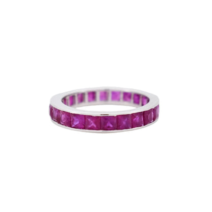 750 and partial French Eagle's head hallmarks stamped inside the white gold ruby ring